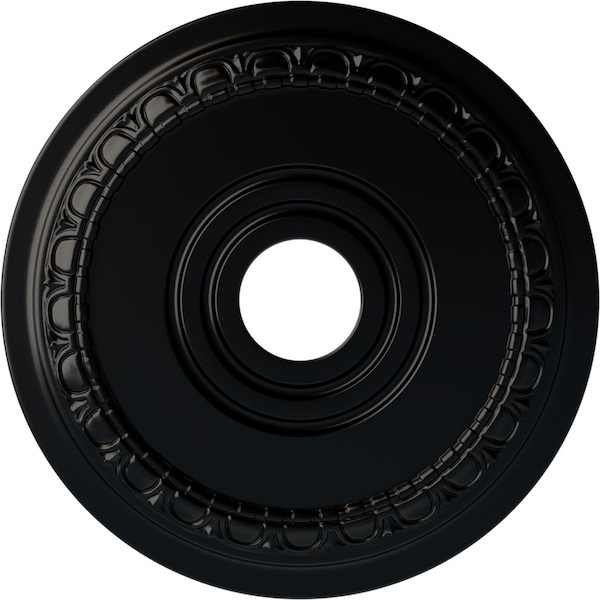 Ekena Millwork Munich Ceiling Medallion (Fits Canopies up to 5 5/8"), 17 1/2"OD x 3 5/8"ID x 1"P, Jet Black CM17MUBLF - main